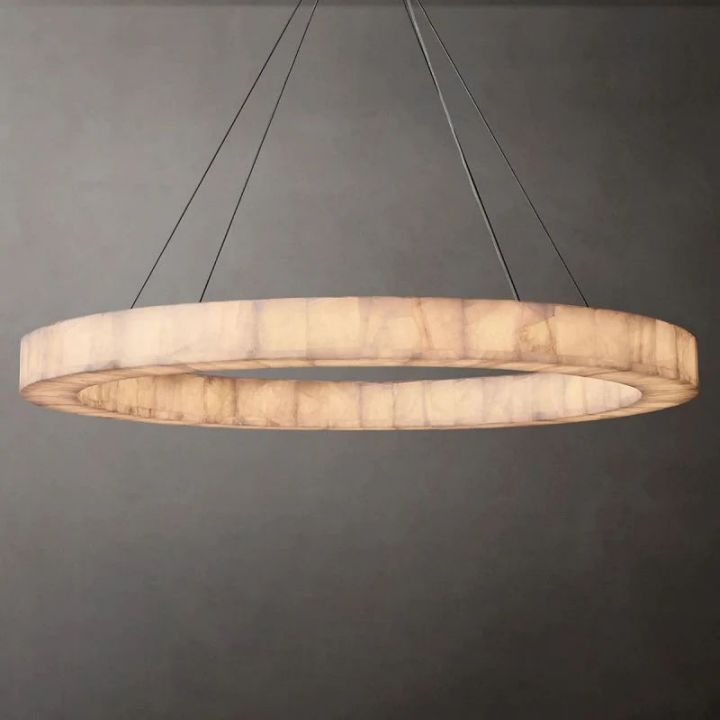 Derive Calcite Round Chandelier - Modern Crystal Ceiling Light Fixture for Dining Room, Living Room & Bedroom Decor