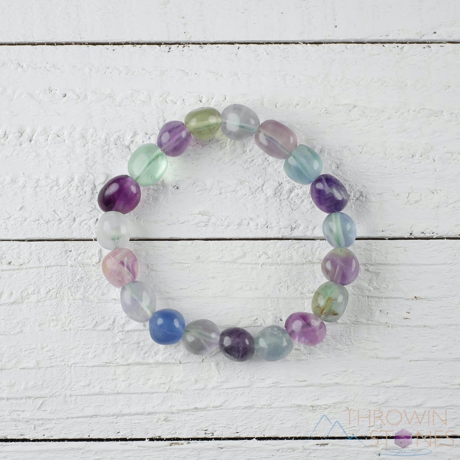 FLUORITE Crystal Bracelet - Tumbled Beads Handmade Healing Jewelry for Women, Petite Beaded Bracelet for Stress Relief & Positive Energy - Perfect for Meditation, Yoga & Spiritual Healing (E0066)