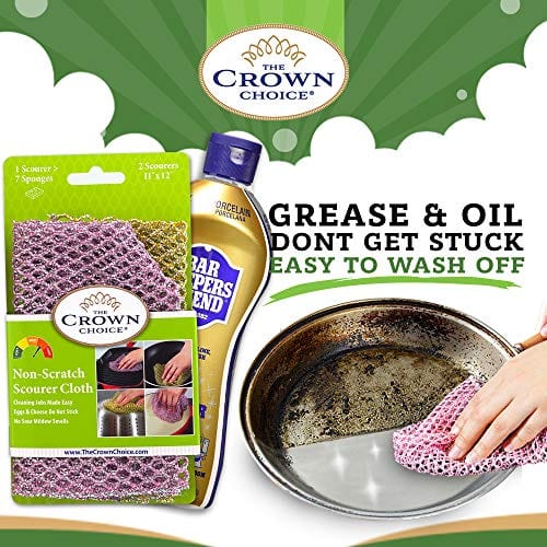 Bar Keepers Friend Soft Cleanser & Non-Scratch Scouring Kit - Pot Cleaner & Scrubbing Set for Stainless Steel, Rust Removal - Heavy Duty Multipurpose Cleaner with Non-Scratch Dishcloth - Perfect for Kitchen, Cookware & Home Cleaning