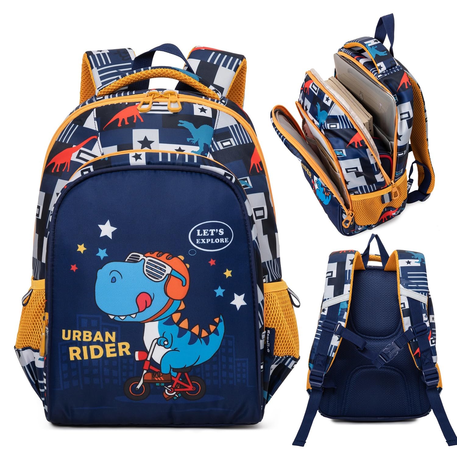 Stylish Cartoon School Backpack for Kids - Lightweight Zippered Bookbag with Padded Adjustable Shoulder Straps for Boys & Girls | Perfect for Elementary Students, Travel & Daily Use