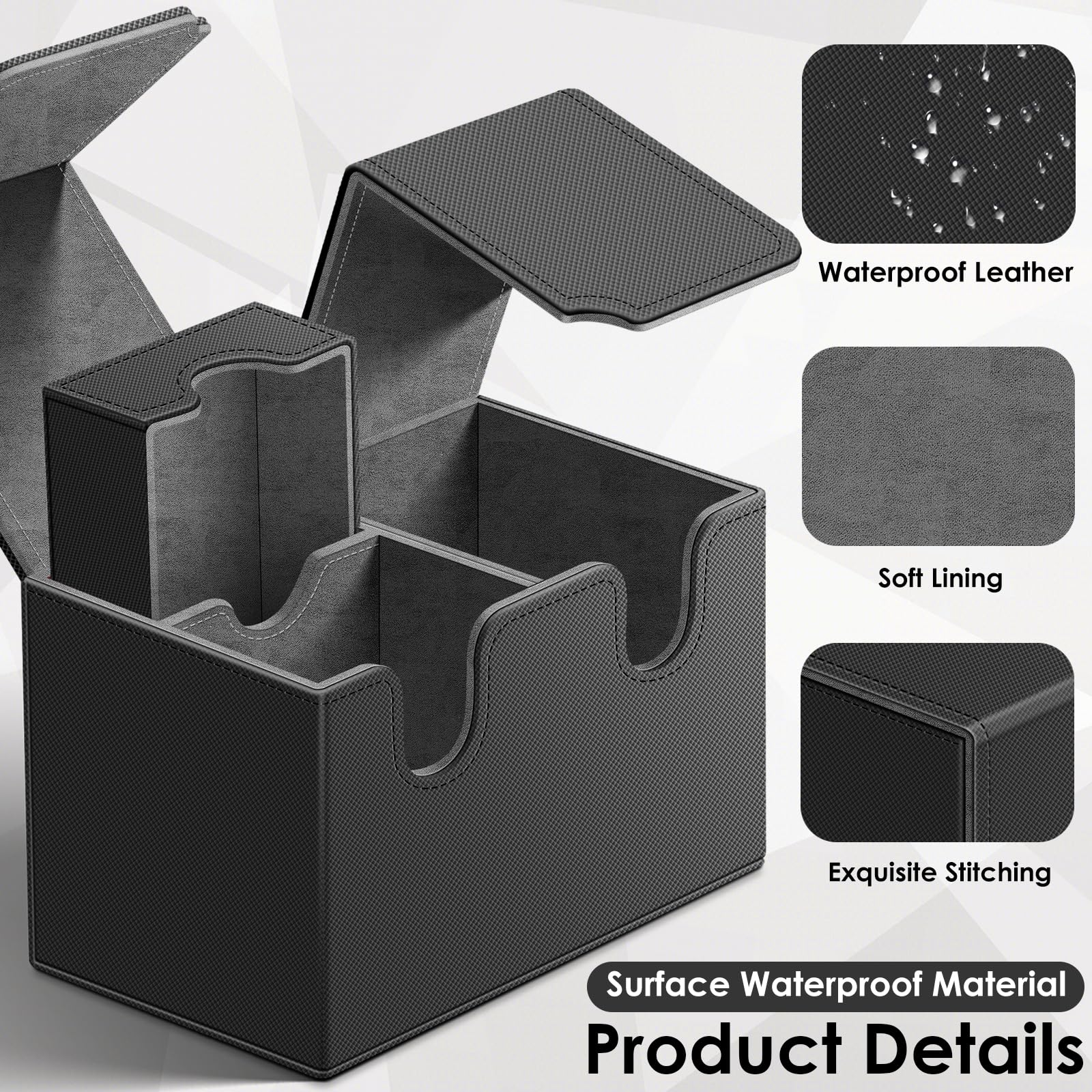 Premium Leather MTG Commander Card Deck Case - Double Deck Storage Box with Dice Tray & Magnetic Closure (Holds 200+ Sleeved Cards) - Perfect for Magic: The Gathering, TCGs, and Sports Card Collectors - Great for Game Nights, Tournaments, and Card Protection