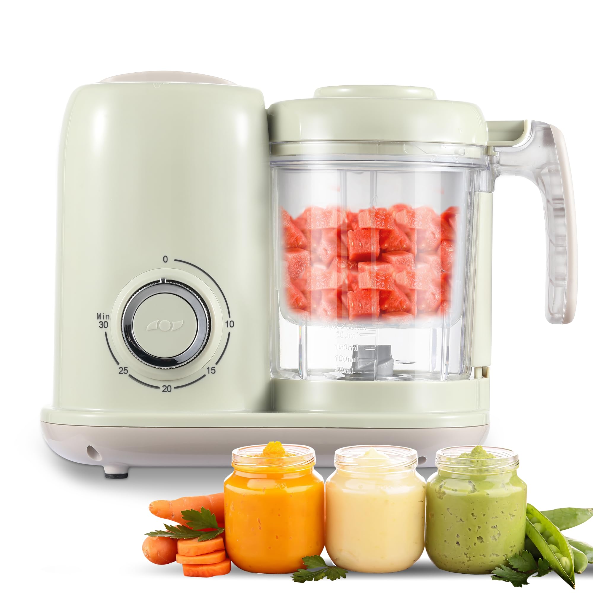 4-in-1 Baby Food Maker & Steamer - Multifunctional Baby Food Processor, Blender & Puree Maker | Dishwasher Safe | Green (BFM002) | Perfect for Homemade Baby Food Prep & Weaning