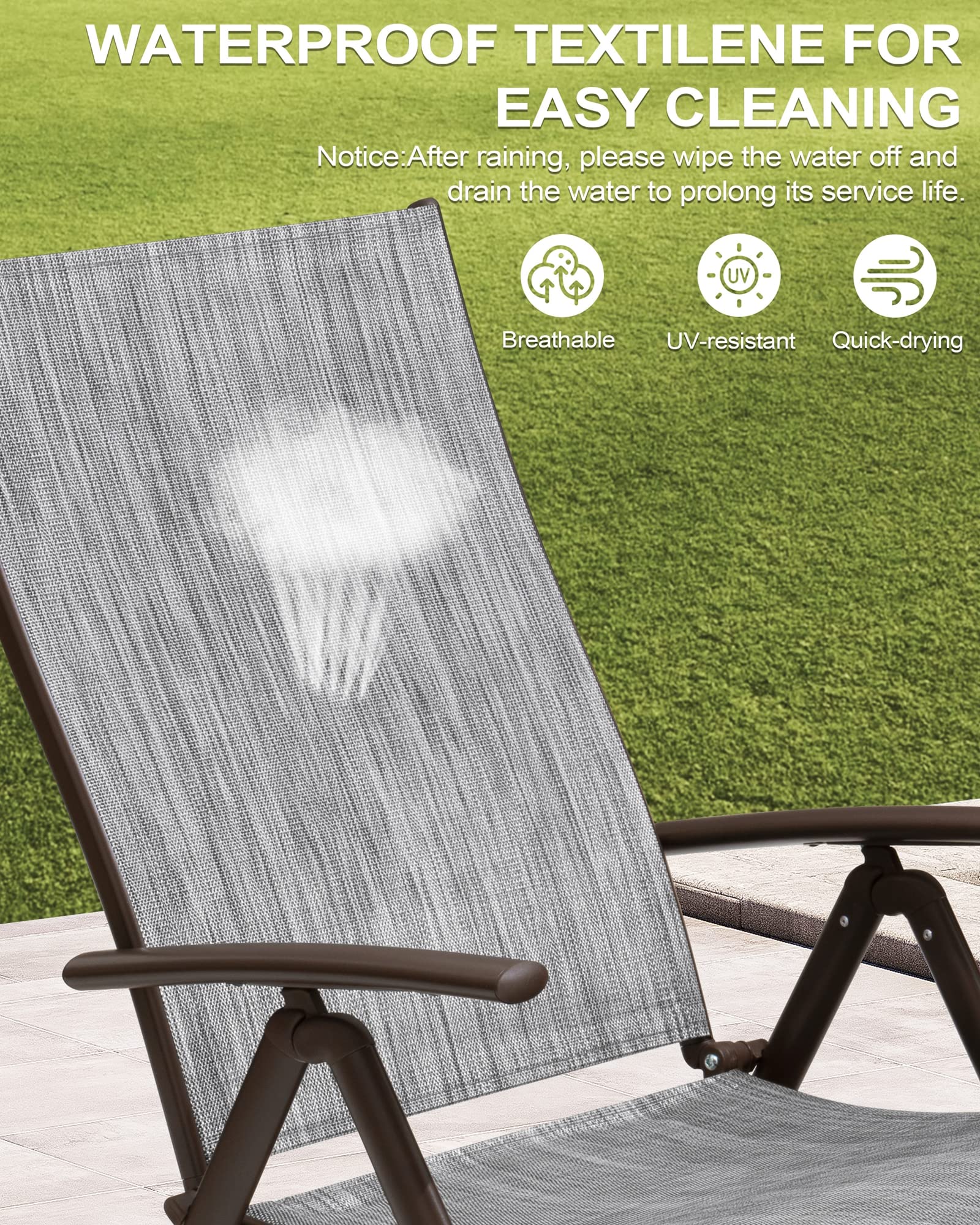 **Crestlive Folding Patio Chaise Lounge Chair - Adjustable Outdoor Pool Recliner with 8 Positions, No Assembly Required - Perfect for Backyard, Poolside, Beach & Patio Relaxation**