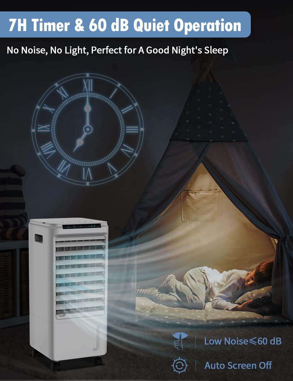 AOLOS 3-in-1 Portable Evaporative Air Cooler with Remote - 3 Speed Settings, 1.85 Gallon Water Tank, 7 Hour Timer & 40° Oscillation - Ultra Quiet Cooling Fan for Home, Office & Bedroom - Perfect for Summer, Hot Weather & Indoor Spaces
