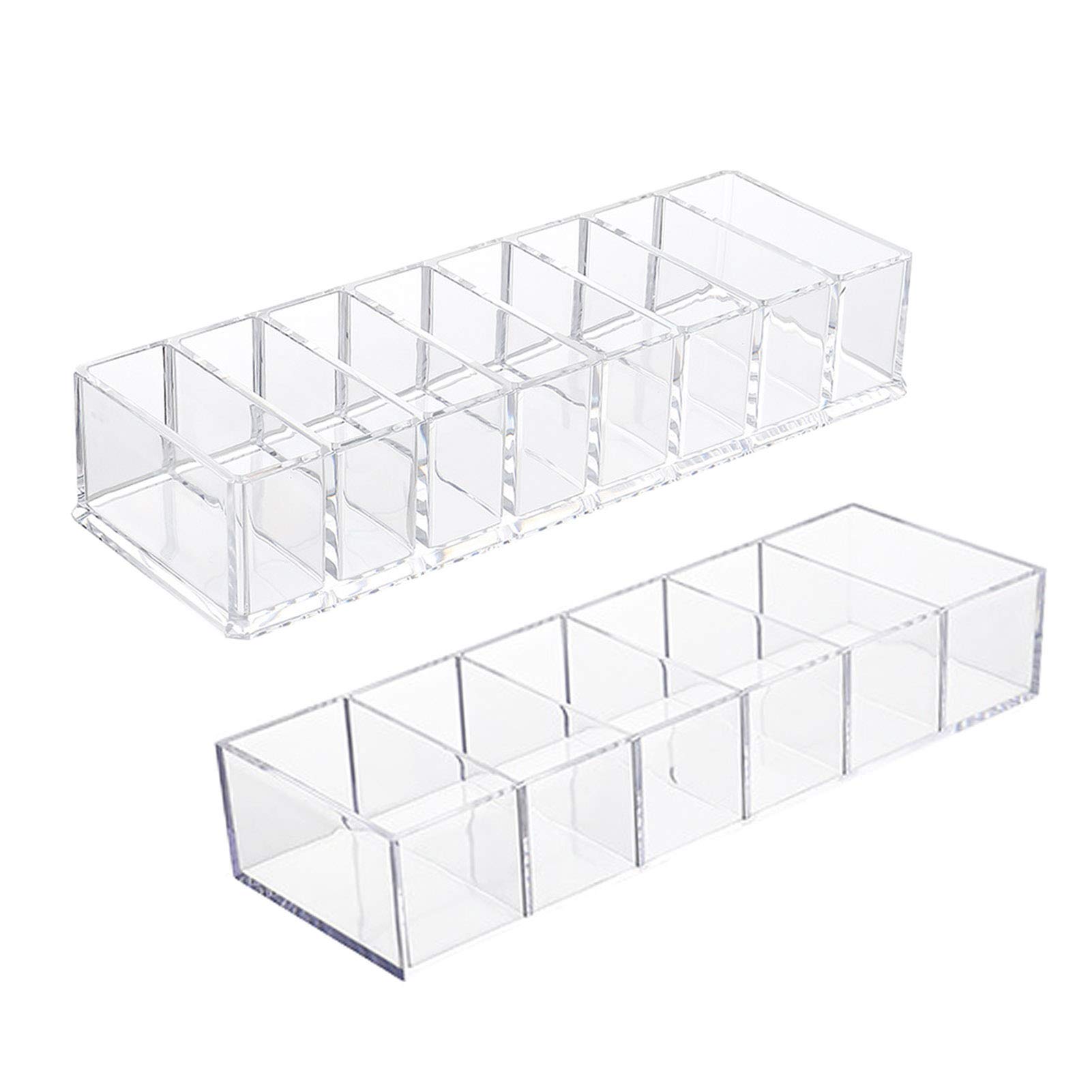 2-Pack Clear Acrylic Makeup Organizer - Cosmetic Storage Display Case Box for Dresser, Vanity & Bathroom Countertop | Perfect for Lipsticks, Brushes & Skincare Products (Transparent)
