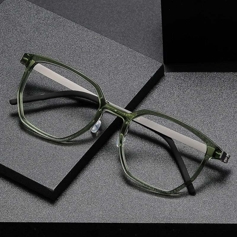 Stylish Unisex Black Titanium Square Eyeglasses D1055 - Lightweight & Durable for Work, Reading & Fashion
