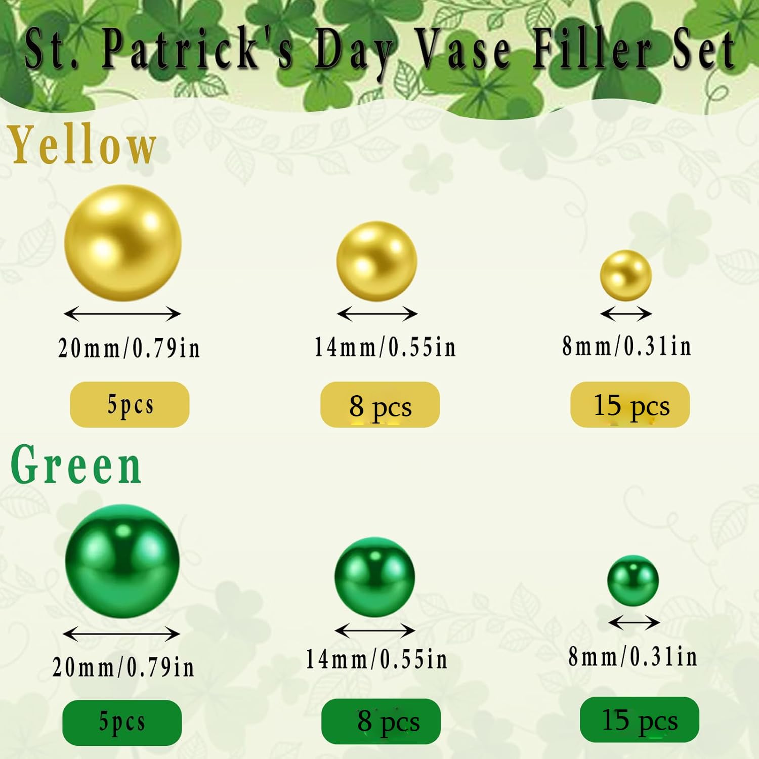 76 Pieces St. Patrick's Day Vase Fillers - Green Shamrock Decorations for Centerpieces, Party Table Decorations, Irish Festival & Home Decor - Perfect for St. Patrick's Day Parties, Weddings & Spring Celebrations