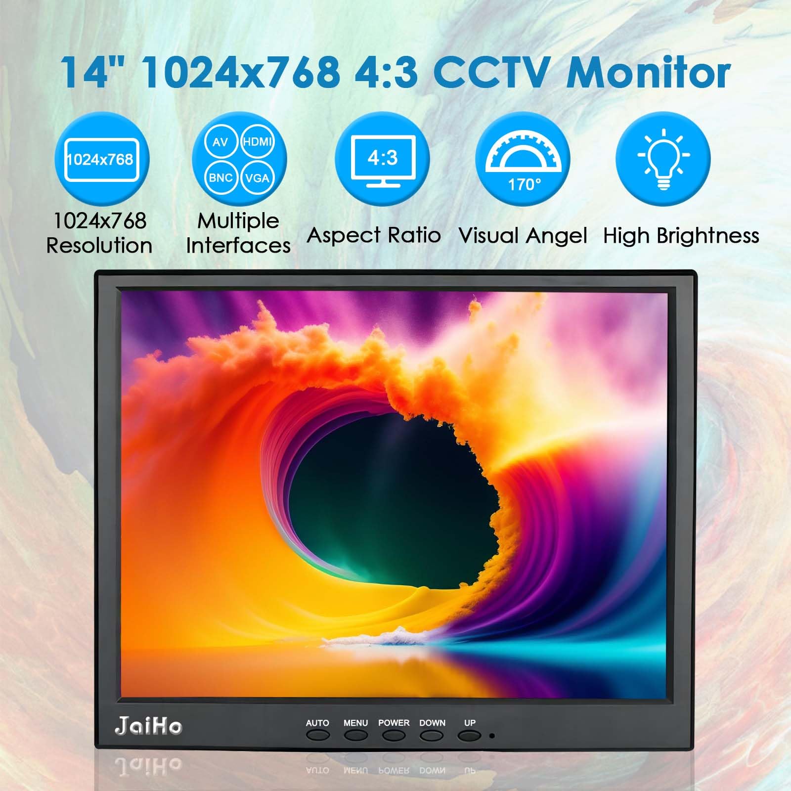 15 Inch LCD Monitor with 1024x768 Resolution - HDMI & VGA PC Display for Home Office | Security Screen with BNC/AV/USB Inputs & Built-in Speakers | Ideal for Surveillance, Gaming, and Workstations