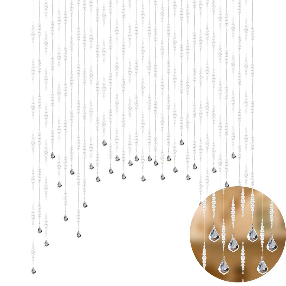 Crystal Beaded Curtain for Doorway - 41 Strands 155x100CM Clear Room Divider String Curtain | Customizable Window Panel Decoration for Living Room, Wedding, Events & Club | Elegant Home & Party Decor