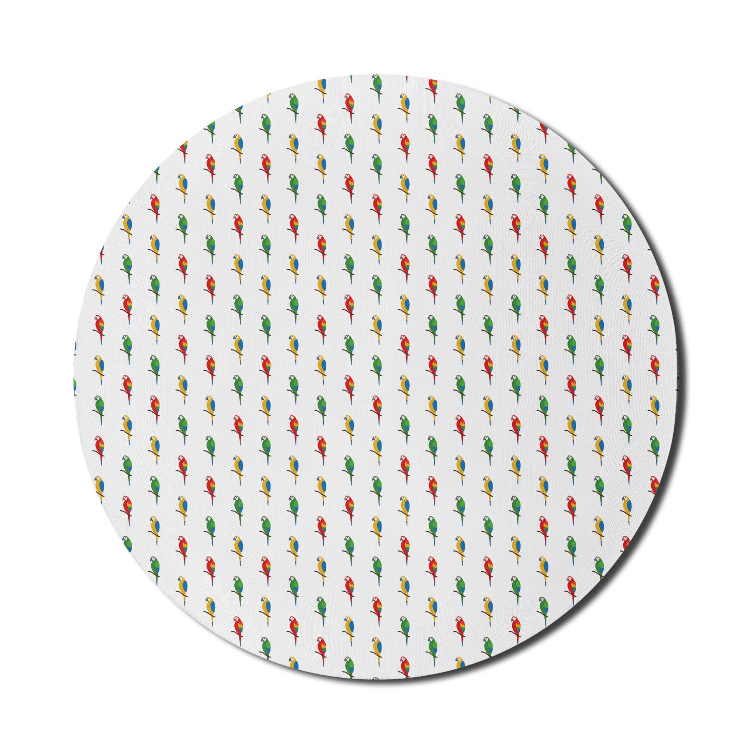 Ambesonne Colorful Parrot Design Non-Slip Round Mouse Pad - 8 Inch Thick Rubber Gaming Mousepad for PC, Laptop, Office & Home Use