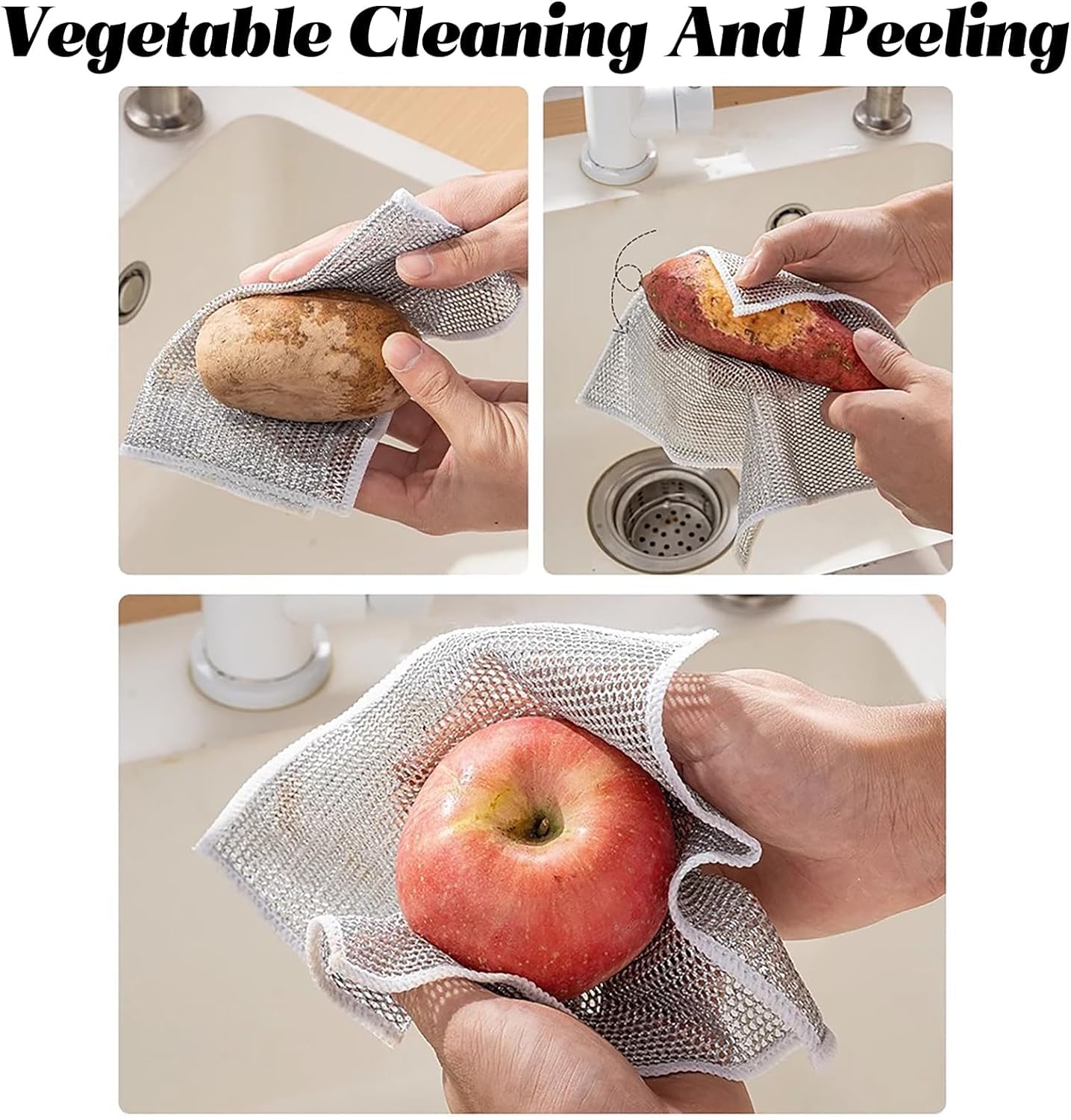 NESTIFY Non-Scratch Wire Dish Cleaning Cloths - 5 Pack Multipurpose Dishwashing Rags for Wet & Dry Use, Easy Rinse & Reusable Kitchen Towels - Perfect for Pots, Pans, Dishes & Countertop Cleaning