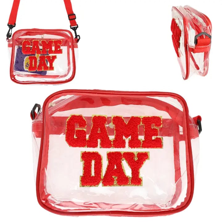 Gameday Red Trim Clear Crossbody Purse for Women - Fashionable Transparent Bag for Concerts, Sports Events & Night Out