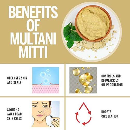 Pure & Organic Multani Mitti Powder (Bentonite Clay) for Glowing Skin & Hair Treatment - Natural Face Pack for Skin Whitening & Detox | Perfect for DIY Spa, Acne Treatment & Deep Cleansing at Home