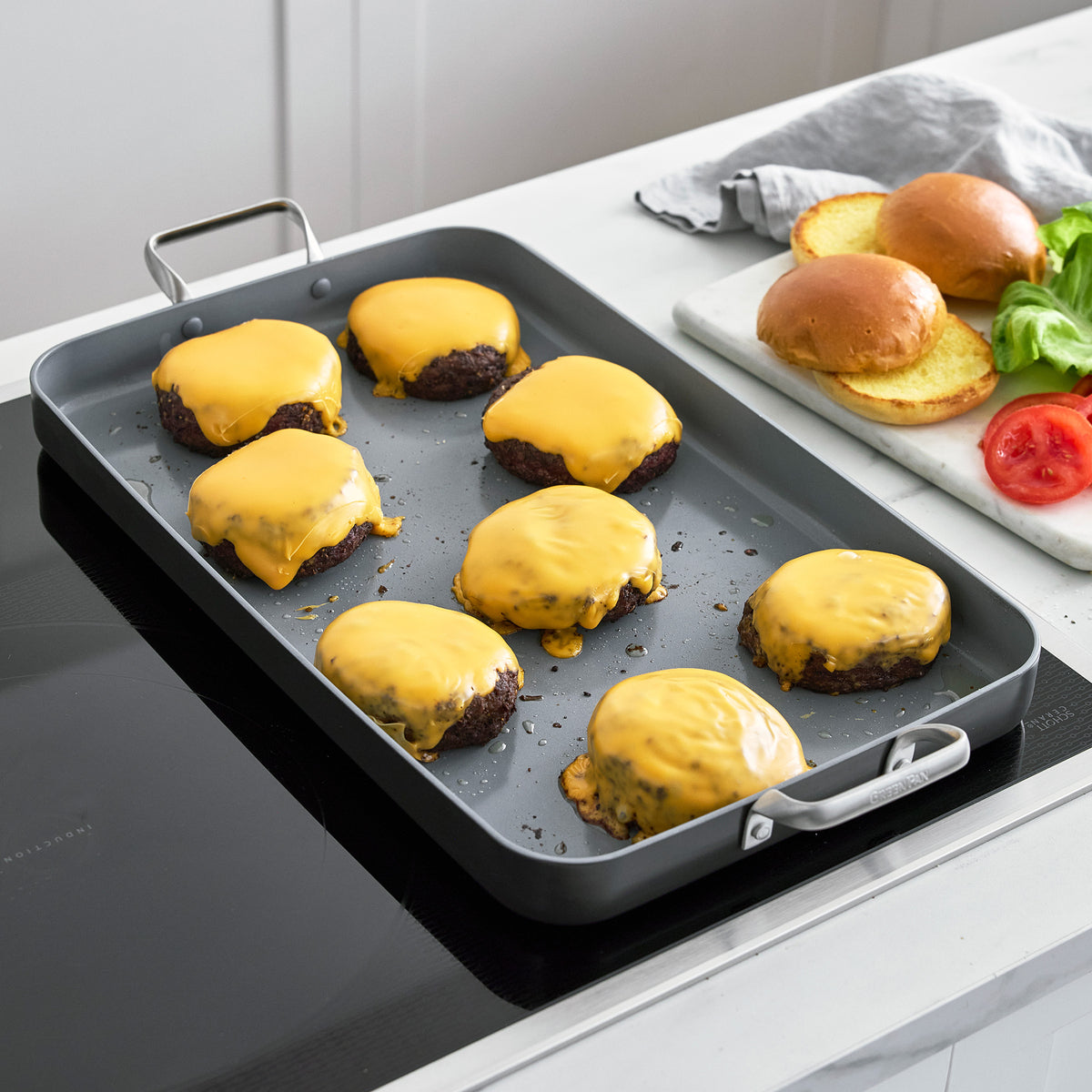 Valencia Pro Ceramic Nonstick 18 x 11 Inch Double Burner Griddle - Perfect for Outdoor Camping, BBQ, and Family Breakfast Cooking