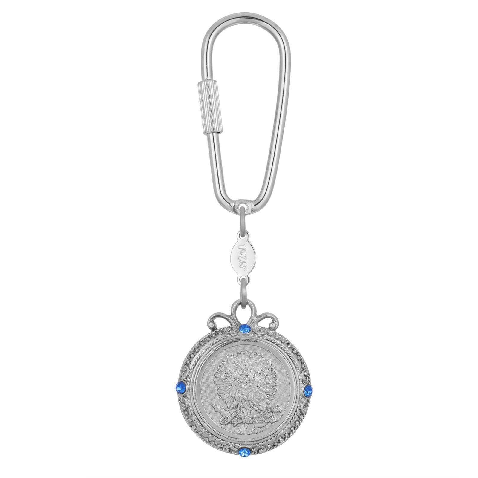 1928 Jewelry Crystal Flower of The Month Carabiner Keychain - Elegant Birthstone Key Ring for Women, Perfect Gift for Birthday, Anniversary & Special Occasions