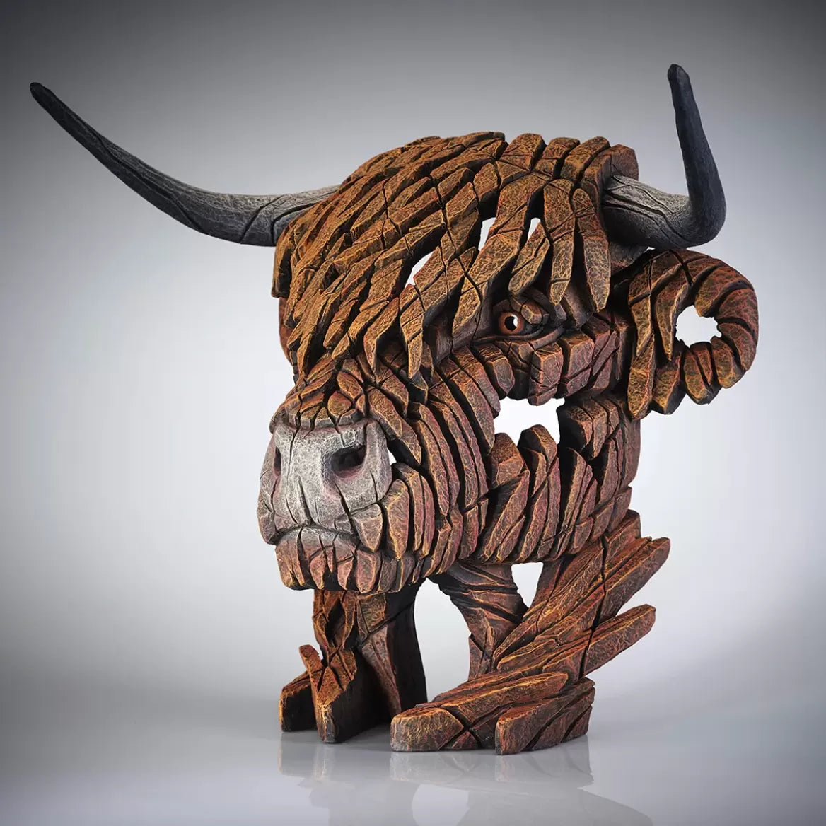 Highland Cow Bust Sculpture - Handmade Edge Art for Home & Office Decor - Perfect for Farmhouse, Rustic, and Western Themed Spaces