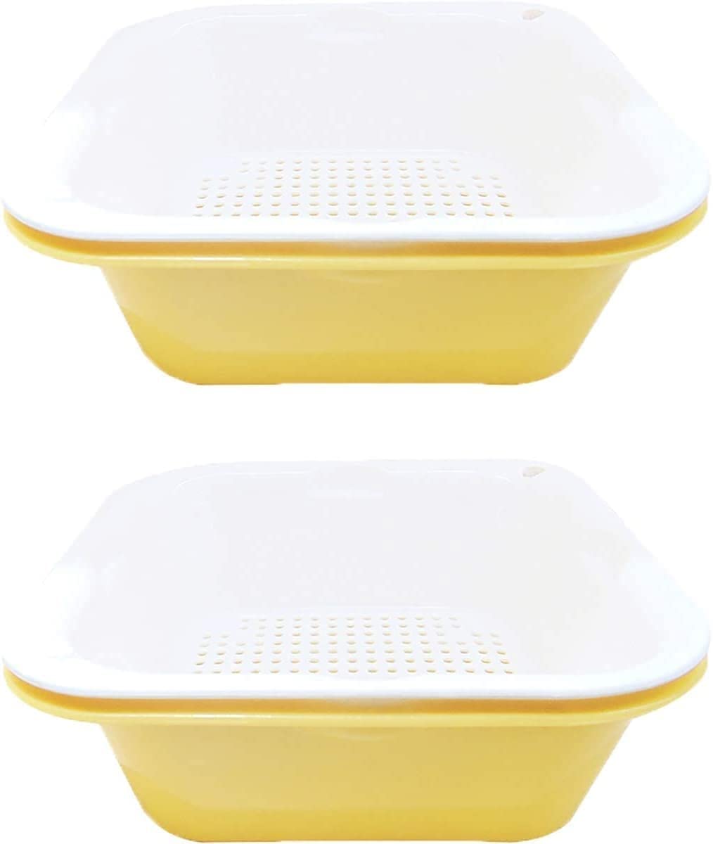 LINGGUANG Plastic Double-Layer Colander Strainer Basket - Kitchen Drain Storage Basket for Fruits, Vegetables & Food - Multifunctional Mesh Dry Box for Cooking, Washing & Organizing