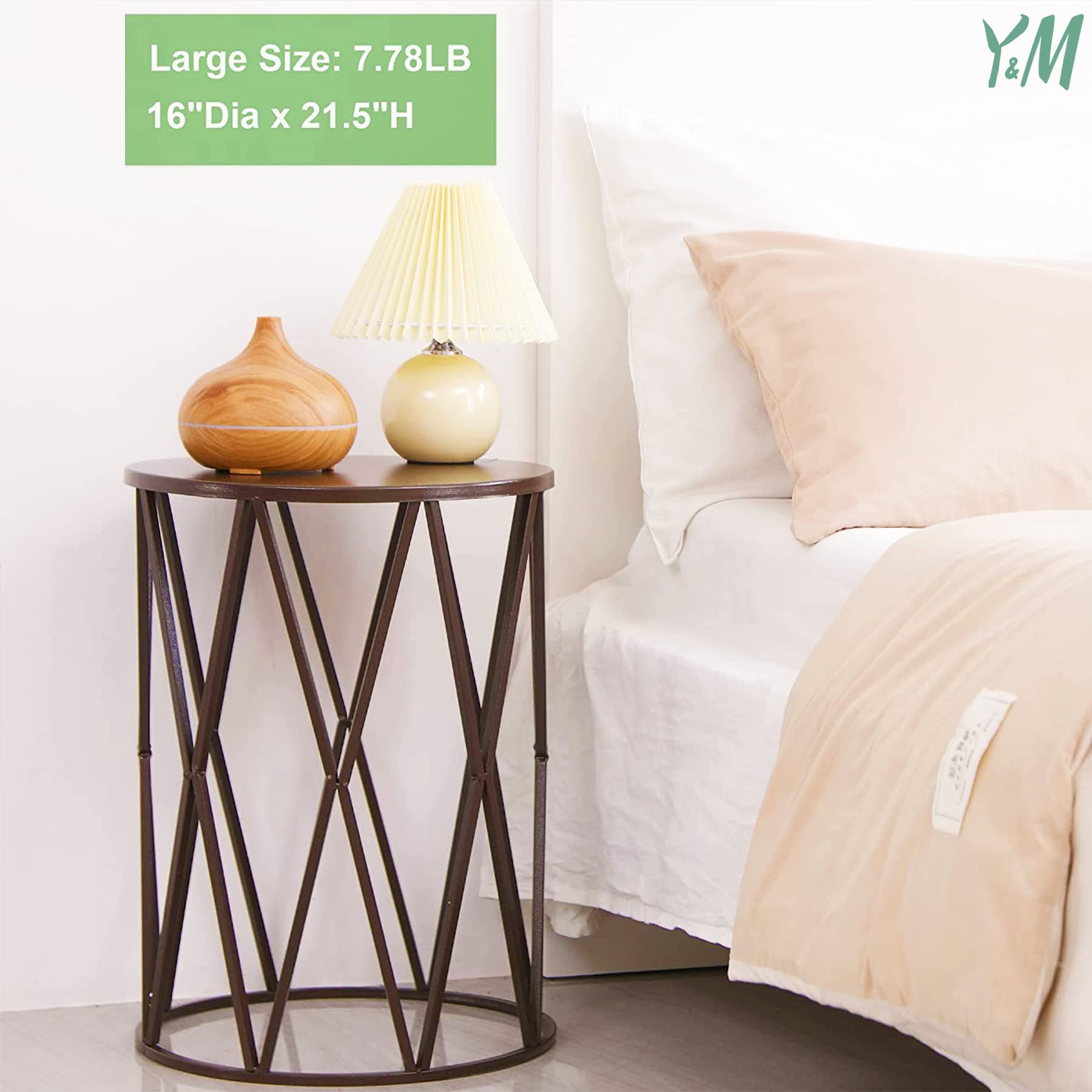 Y&M Nesting Side Table Set of 3 - Stackable Modern Industrial Coffee Tables for Living Room, Bedroom & Outdoor - Heavy Duty End Tables & Garden Stools - Pure Brown (US Shipping) | Perfect for Small Spaces, Patio Decor & Coffee Table Alternatives