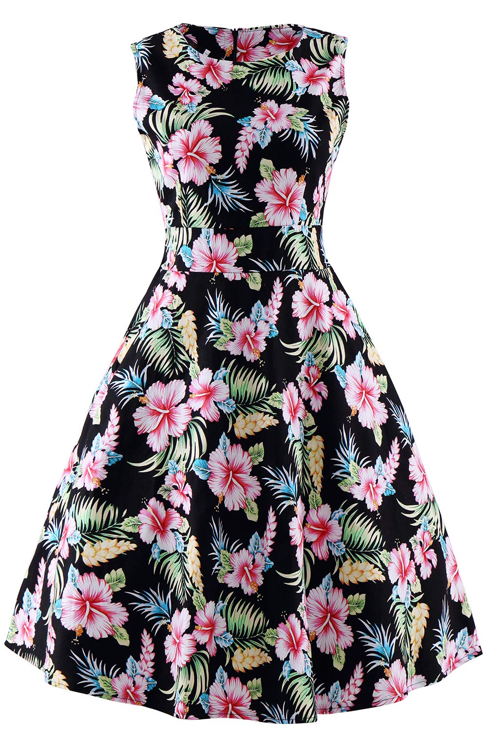 Vintage Floral A-Line Swing Dress for Women with Belt - Retro Flowy Midi Dress for Casual Outings, Parties & Date Nights