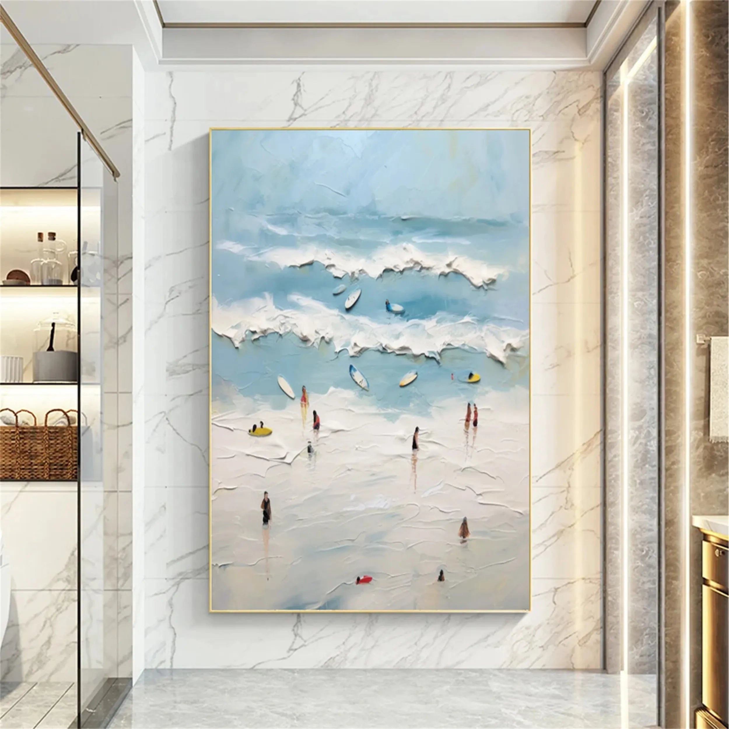 Seascape and Snowy Peak Painting #SP019 - Stunning Landscape Wall Art for Home & Office Decor