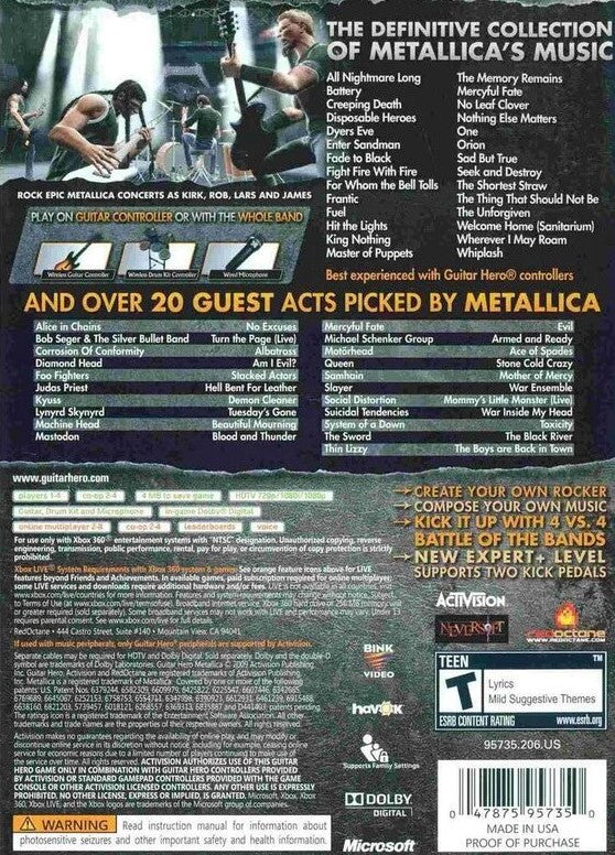 Guitar Hero Metallica - Rock Band Video Game for PlayStation & Xbox | Play as Metallica & Rock Out to Classic Hits | Perfect for Parties & Music Lovers