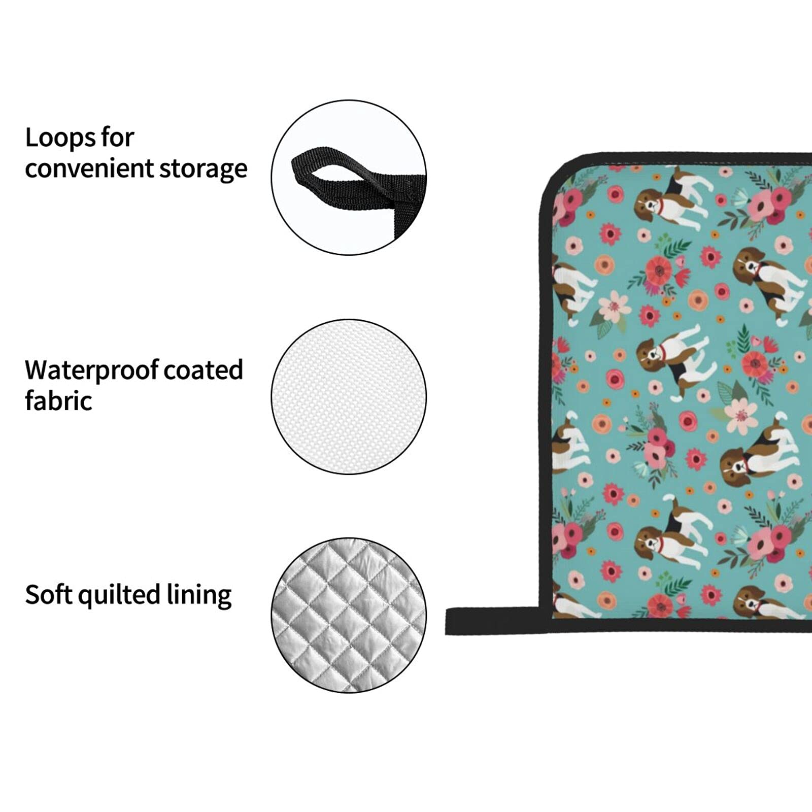 Heat Resistant Beagle 4-Piece Oven Mitts and Pot Holders Set - Non-Slip Kitchen Gloves with Cotton Lining for Cooking, Baking, BBQ & Grilling - Perfect for Home Kitchen, Outdoor Camping and Holiday Gift Giving