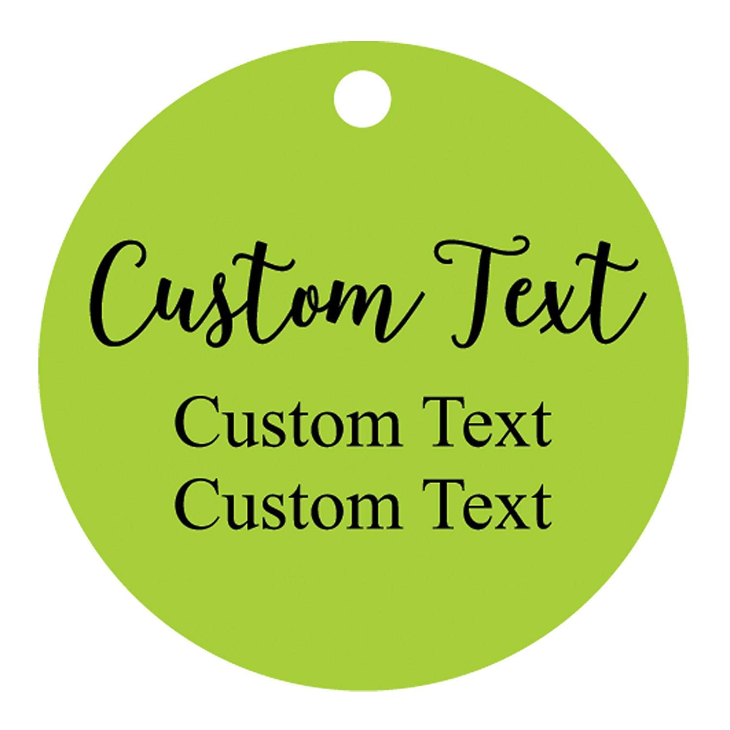 100 PCS Custom Printed Round Hang Tags - Personalized Wedding Favor Gift Tags with Any Text - Perfect for Bridal Showers, Baby Showers & Party Favors