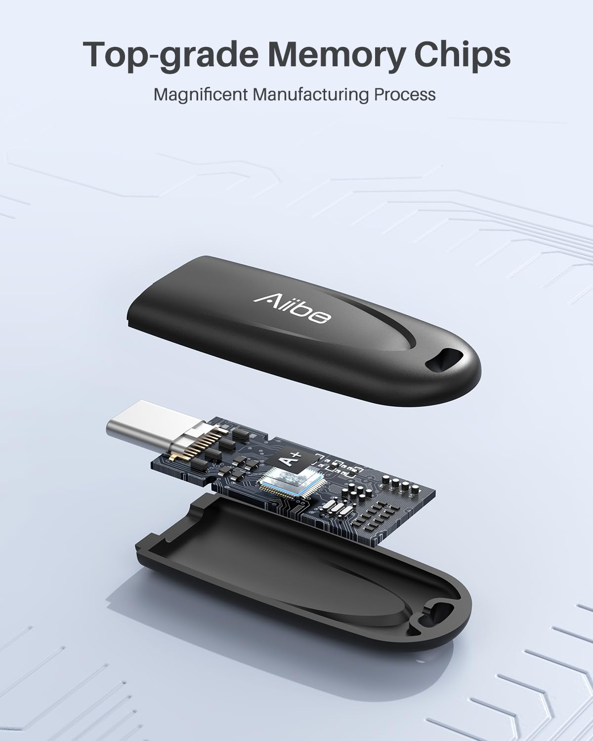 Aiibe 64GB USB C Flash Drive - High Speed 110MB/s USB 3.2 Gen 1 Thumb Drive - Memory Stick for Android Phones, MacBook, iPad, Laptop & USB C Devices - Perfect for File Transfer, Backup & Portable Storage (Black)