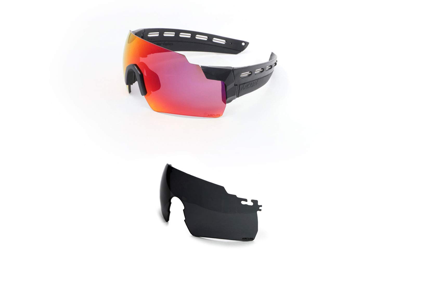 VLD Motorcycle Sunglasses with 2 Interchangeable Lenses (Red Mirror & Smoke) - UV Protection for Riding, Cycling & Outdoor Sports