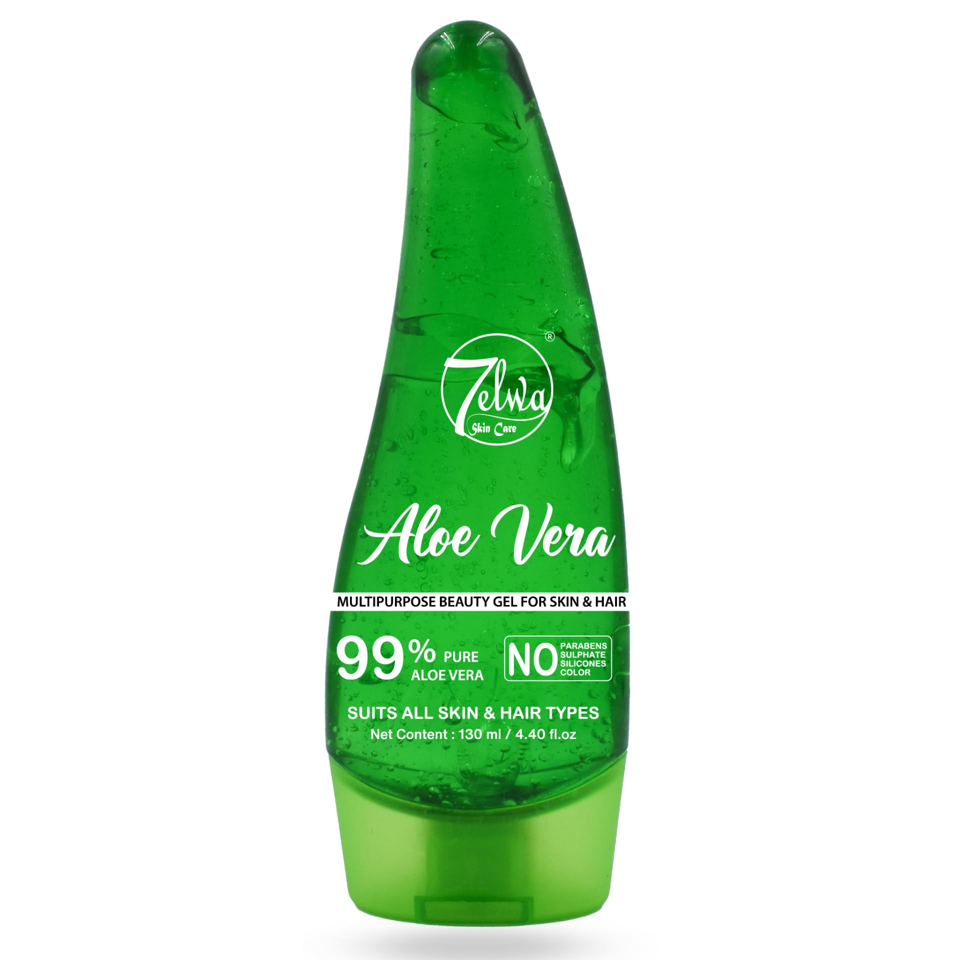 7elwa Aloe Vera Gel - 99.99% Pure Organic Aloe Vera Gel for Skin & Hair Care, 120ml | Hydrating Moisturizer for Sunburn Relief, Acne Treatment & Hair Growth | Perfect for Daily Skincare Routine & After Sun Care
