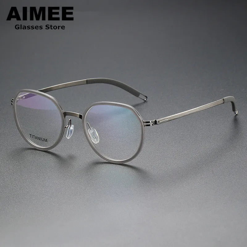 Aimee Unisex Full Rim Flat Top Oval Titanium Acetate Eyeglasses 60219 - Lightweight Durable Frame for Men & Women - Perfect for Reading, Work, and Everyday Use