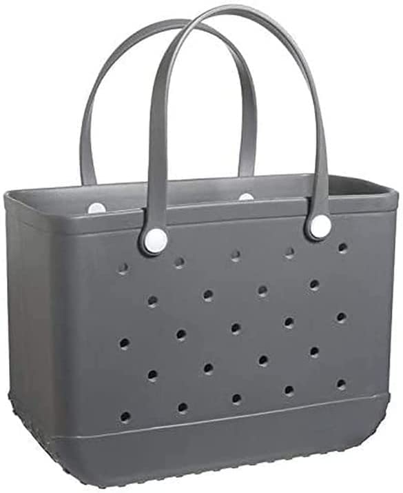 Waterproof EVA Oversized Beach Tote Bag with Drain Holes - Lightweight Travel Handbag for Swimming, Pool, Boat & Outdoor Activities (Grey) - Perfect for Beach Vacations, Gym & Sports Gear Storage