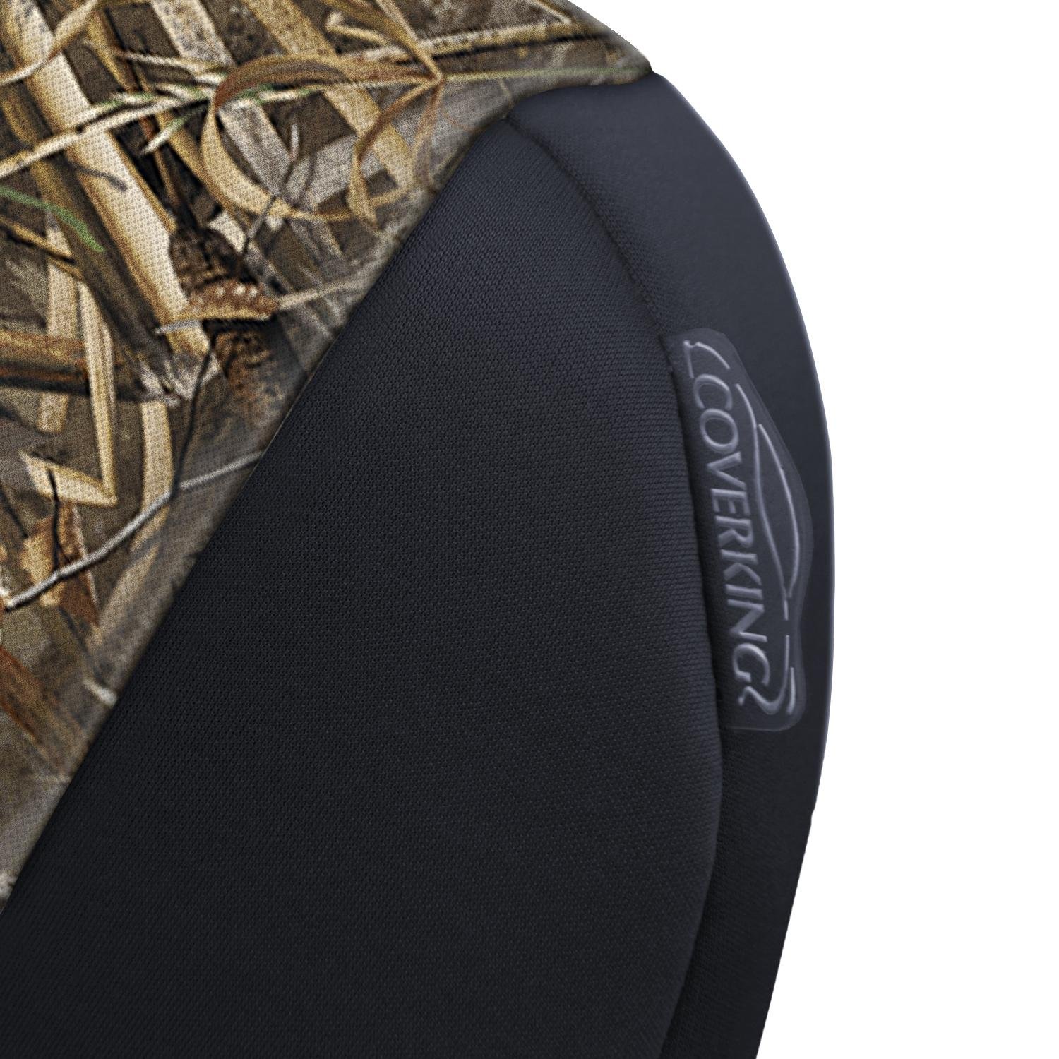 Coverking Custom Fit 50/50 Bucket Seat Cover for GMC Yukon XL - Neosupreme Camo RealTree Max-5 with Black Sides | Durable Protection for Off-Road & Hunting Adventures