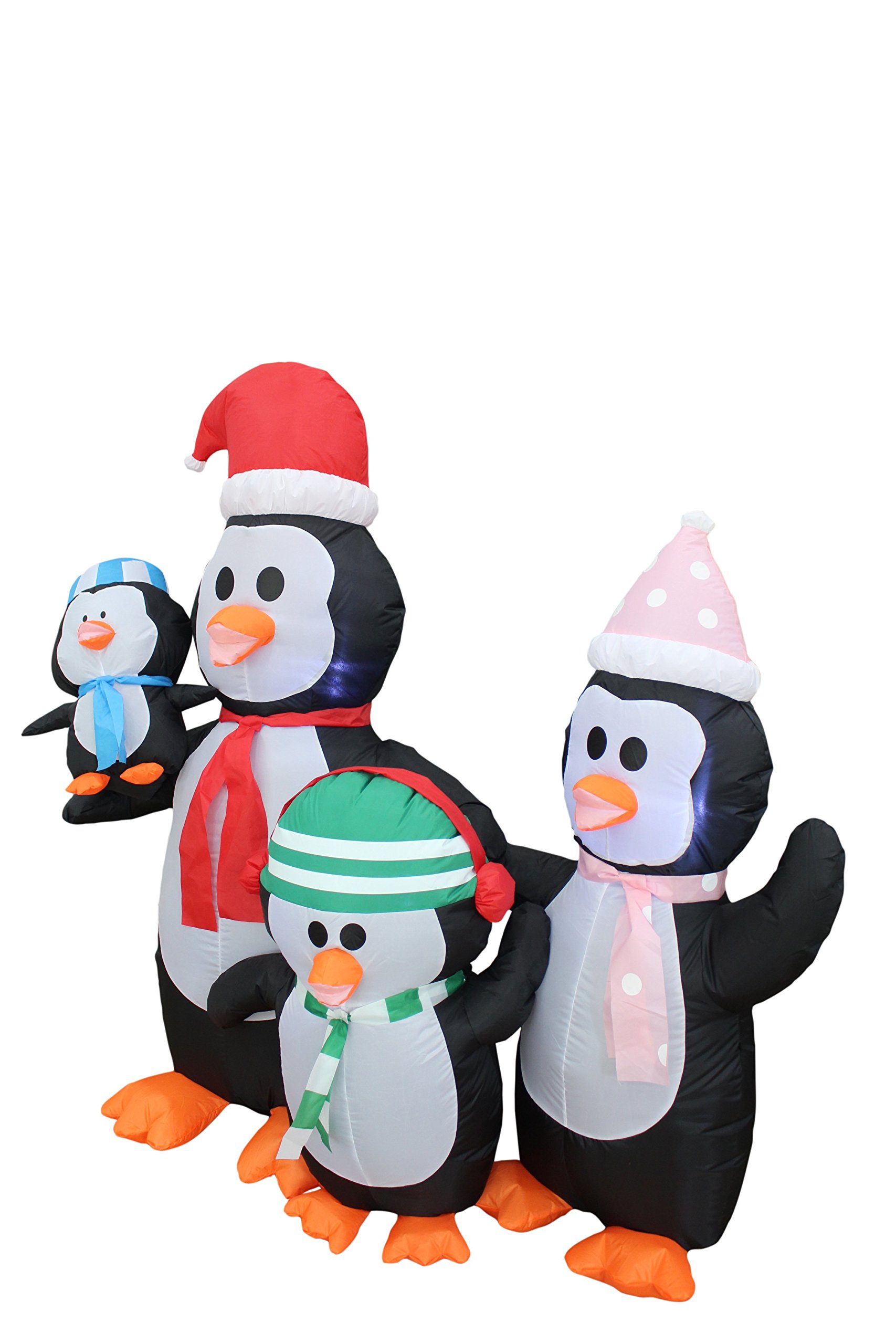 5ft & 6ft Christmas Inflatable Penguins Decorations Set - Family Penguin & Fishing Penguin on Polar Bear Outdoor Yard Decor for Xmas Party, Holiday Home Decoration, Winter Festival Celebration
