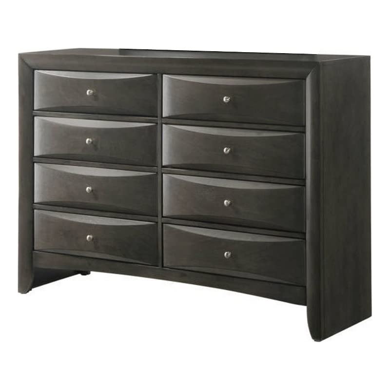 Benjara 8-Drawer Dresser with Beveled Front - Gray Storage Chest for Bedroom, Living Room & Closet Organization