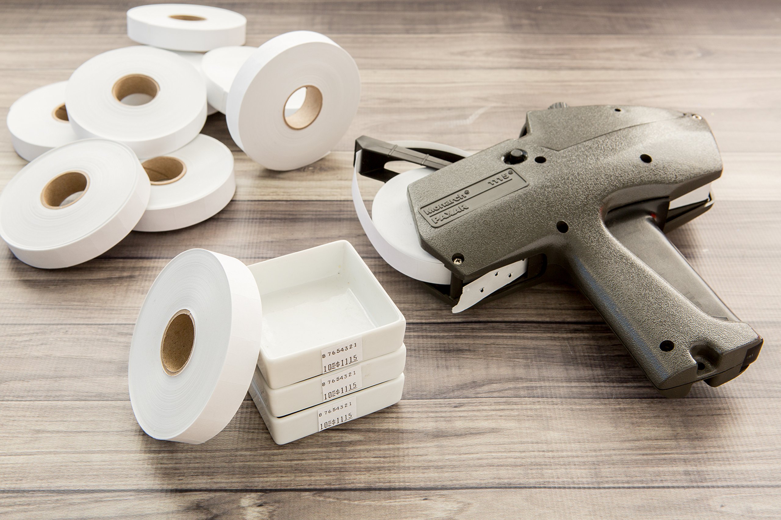 Perco White Pricing Labels for Monarch 1115 Price Gun - 10 Sleeves (150,000 Labels) - Includes Bonus Ink Roll - Perfect for Retail, Warehouse & Inventory Pricing