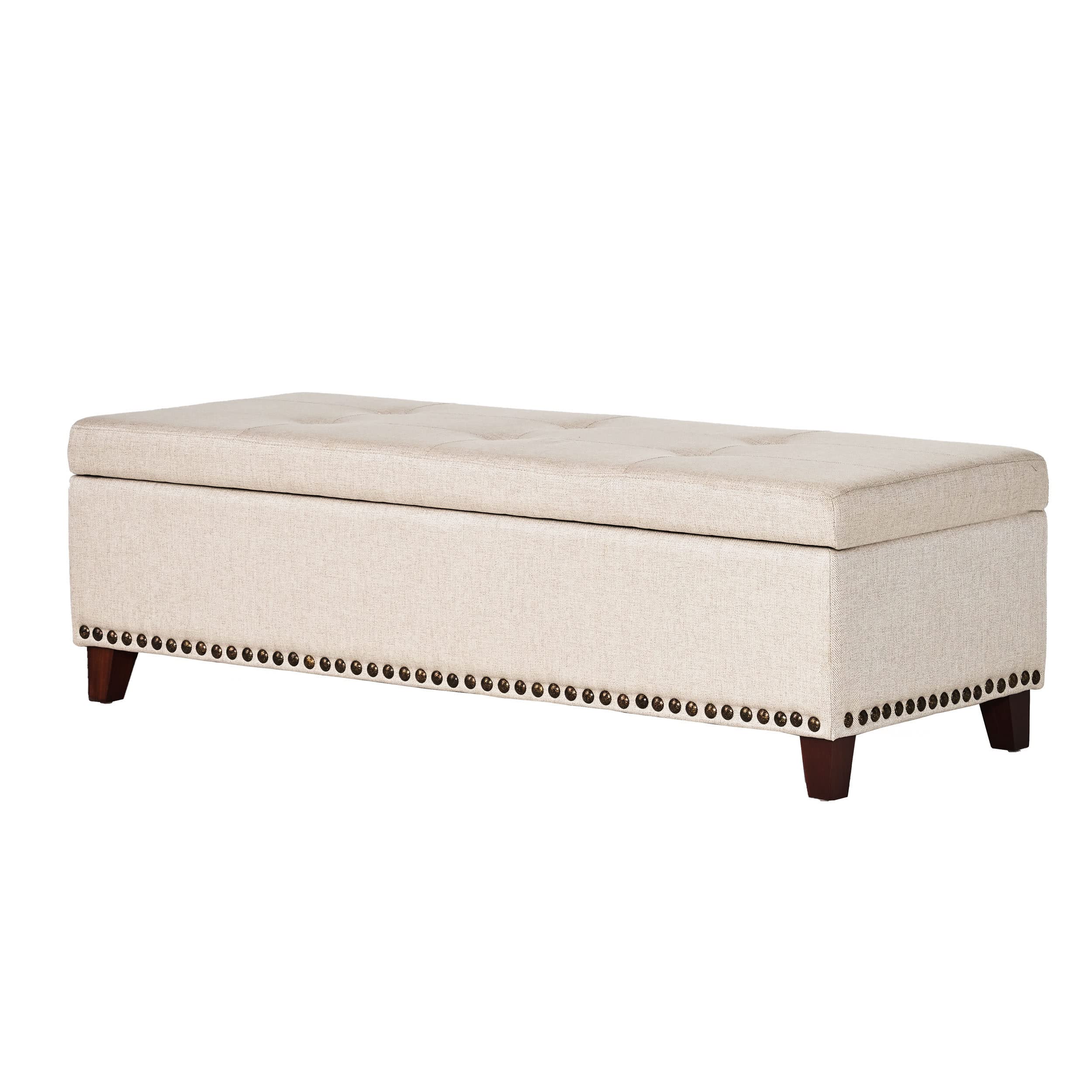 Christopher Knight Home Gavin Fabric Storage Ottoman, Beige - Versatile Storage Bench for Living Room, Bedroom & Entryway | Multi-Functional Footrest & Seating Solution