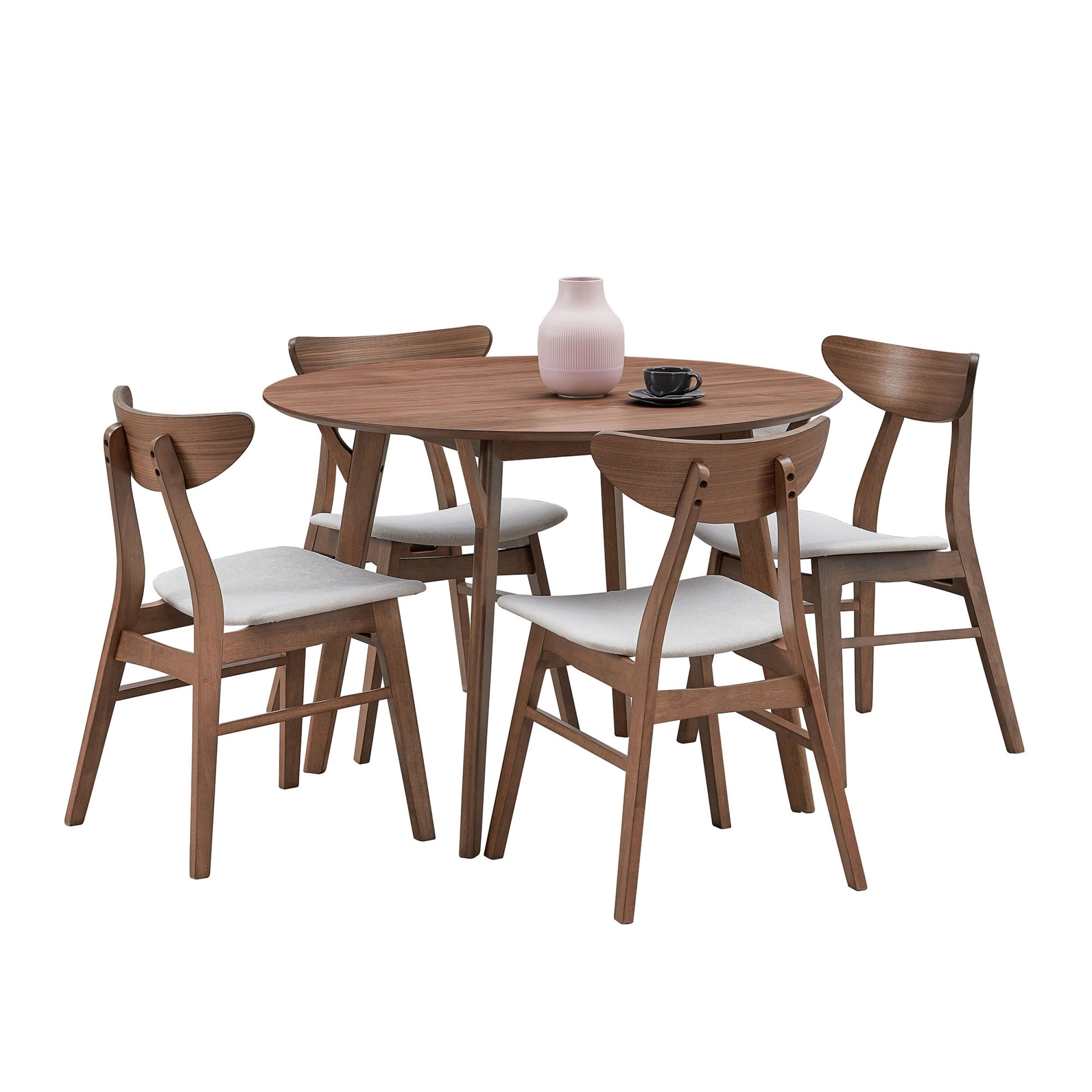 42-Inch Round Dining Table for 4 - Solid Wood & MDF Modern Kitchen Table with Space-Saving Design | Perfect for Small Apartments, Breakfast Nooks & Cozy Dining Spaces