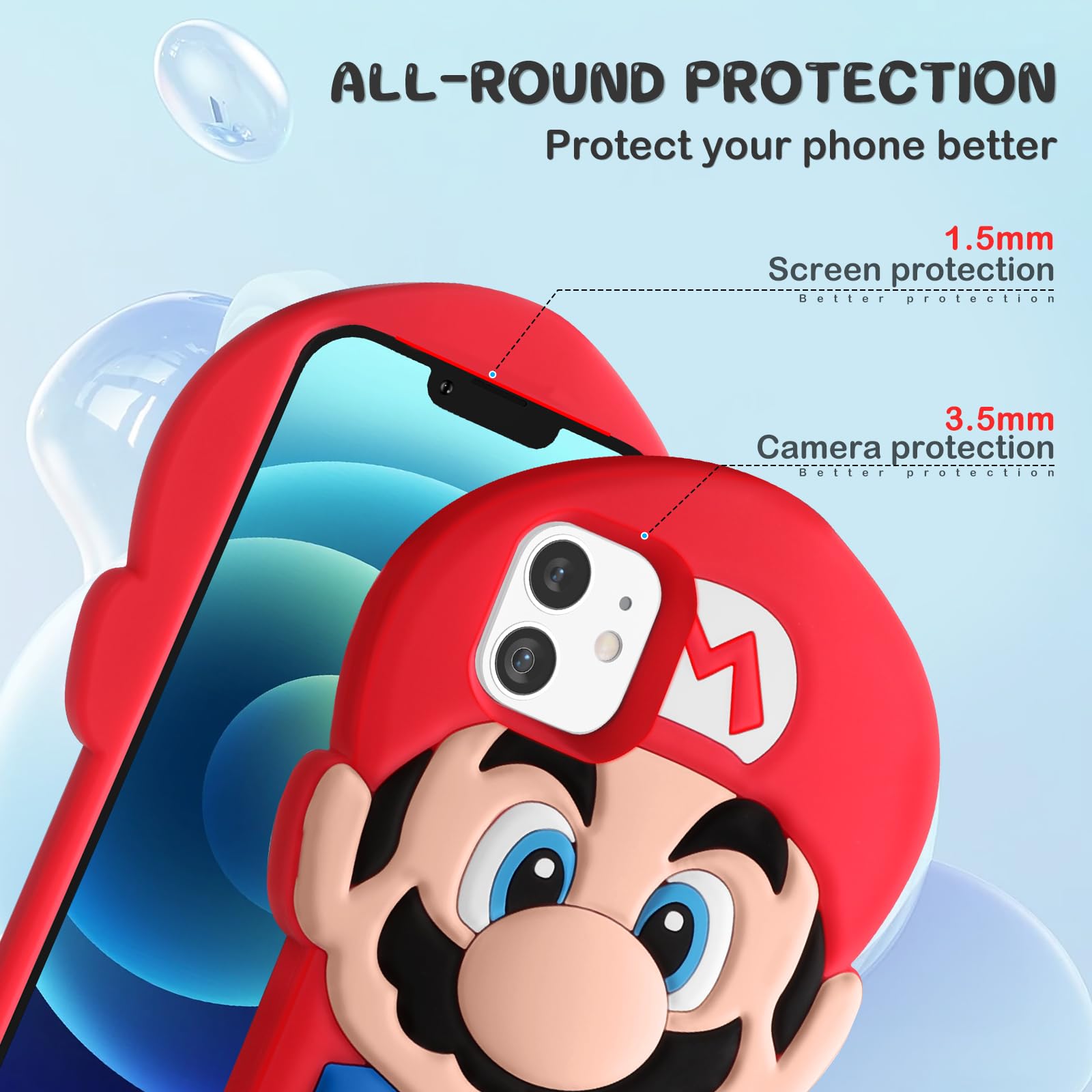 Cute Cartoon 3D Character iPhone 11 Case - Soft Silicone Shockproof Cover for Apple iPhone 11 (6.1