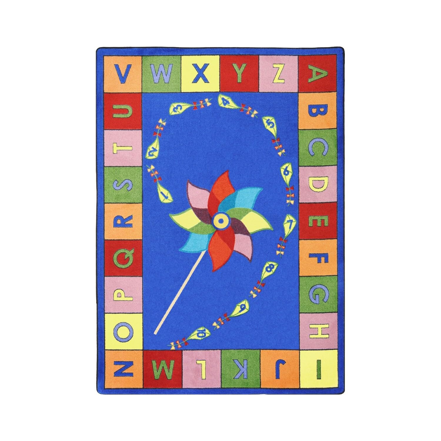 Joy Carpets Educational Alphabet Pinwheel Kids Rug 7'8