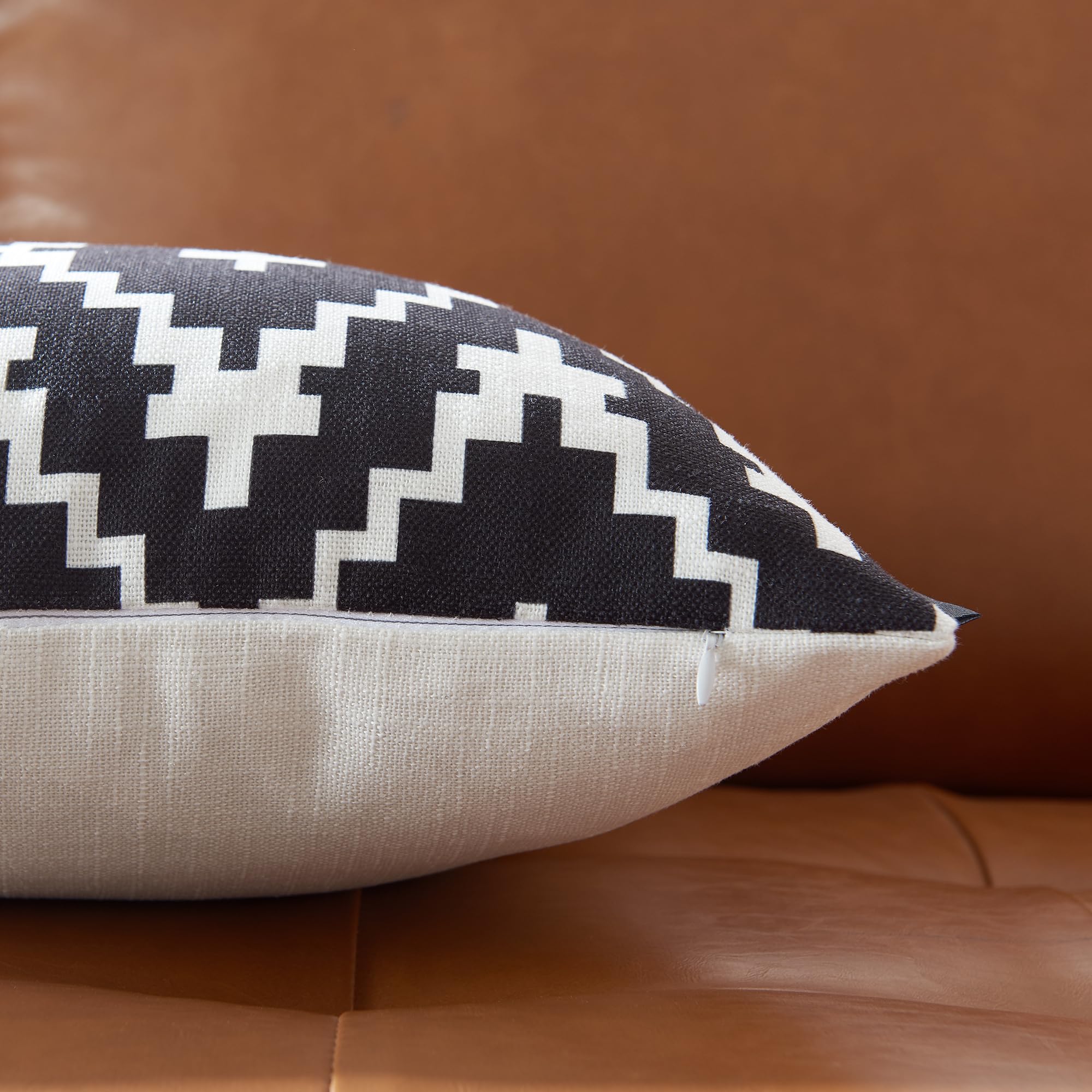Set of 2 White Diamond & Chevron Print Decorative Throw Pillow Covers 18x18 Inches - Soft Sofa Couch Pillow Cases for Living Room, Bedroom Decor - Perfect for Home Styling and Cozy Comfort
