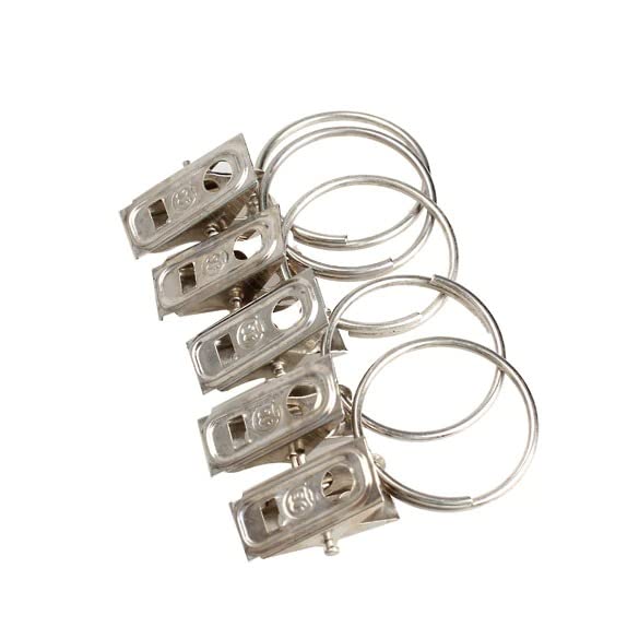 20pcs Stainless Steel Curtain Buckle Clips - Heavy Duty Drapery Rings for Shower Curtain Rods & Window Treatments - Perfect for Bathroom, Bedroom, and Home Decor (Pack of 20)
