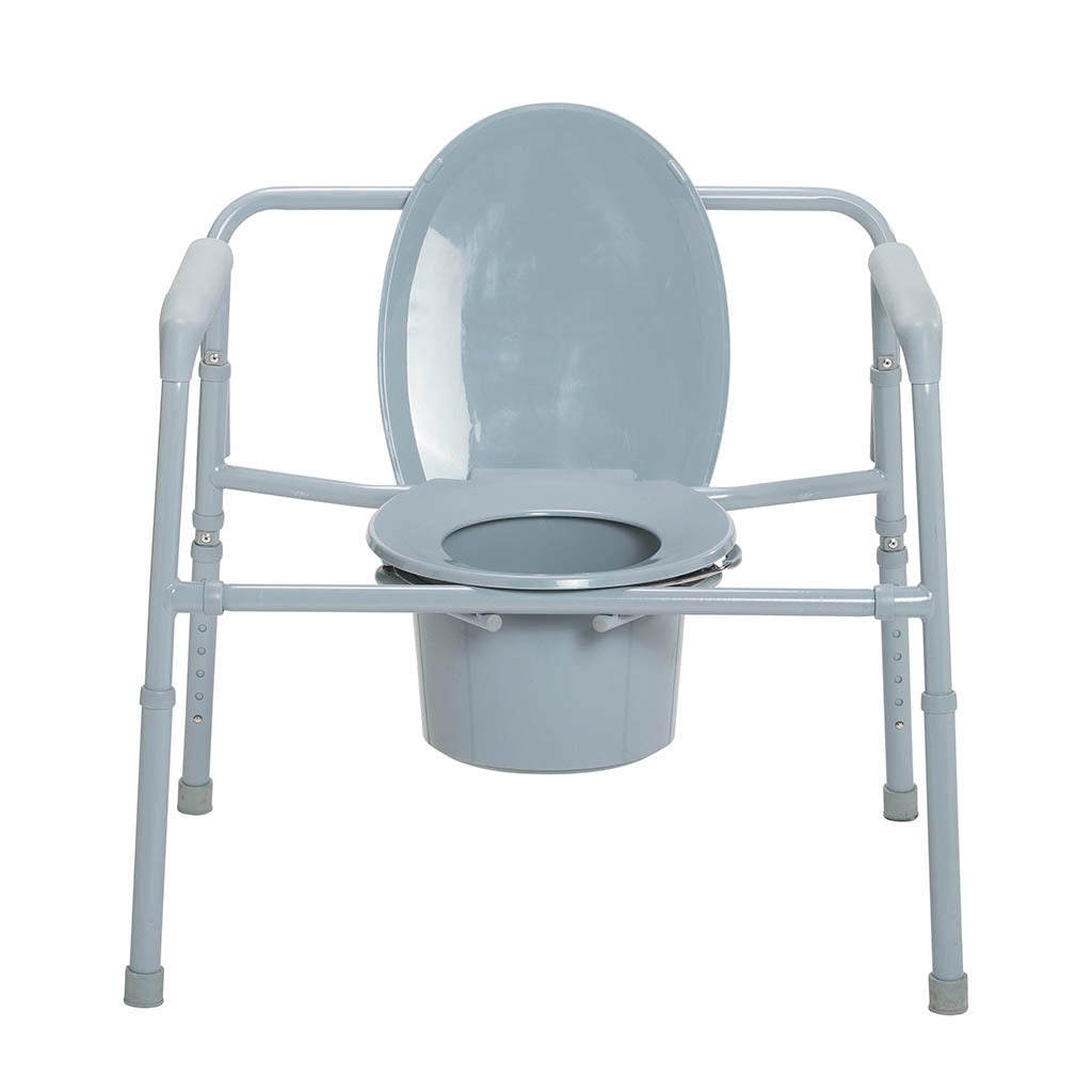 Extra Wide 3-in-1 Commode Toilet Chair with Arms and Back Support - Adjustable Height for Elderly, Disabled & Post-Surgery Use - Home Bathroom Safety Aid for Seniors & Patients