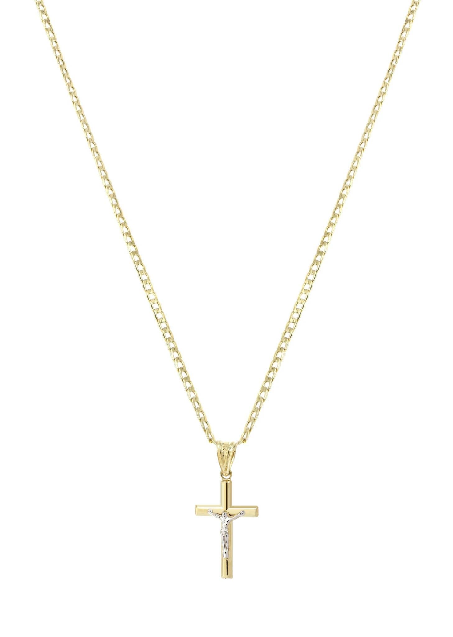 10K Gold Crucifix Necklace for Men - 5 Grams Solid Gold Cross Pendant - Religious Jewelry Gift for Baptism, First Communion & Daily Wear