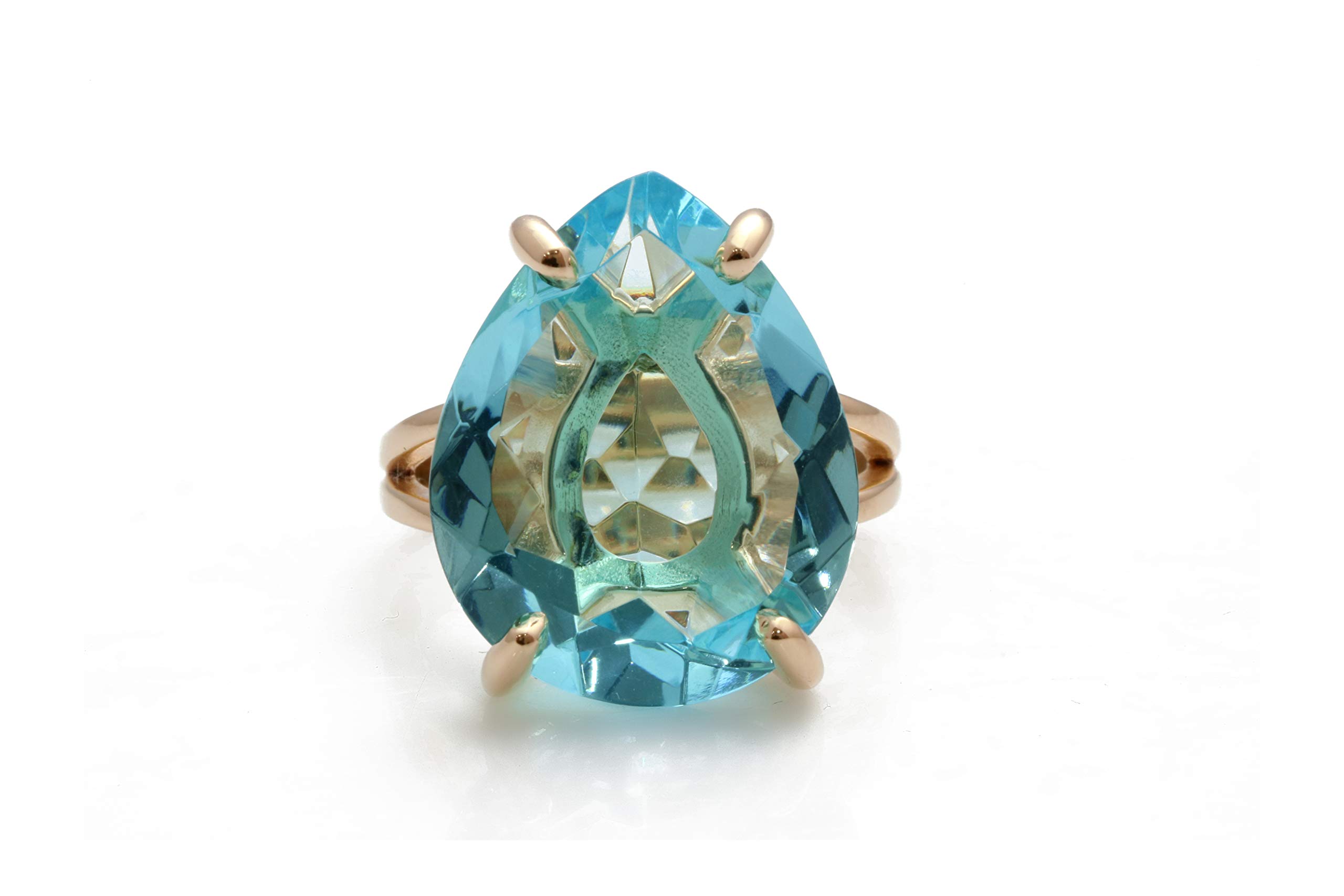 14K Rose Gold Blue Topaz Ring – Elegant Custom Engagement Ring, Fashion & Birthstone Jewelry for Women – Free Jewelry Box – Perfect for Anniversaries, Proposals & Special Occasions