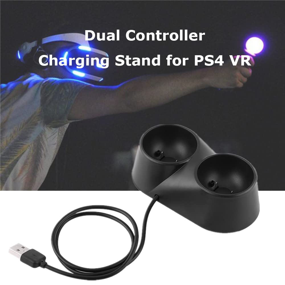 PS4 VR Controller Charger Station - Dual Charging Dock Stand for PlayStation 4 VR Remote Controllers | Fast Charging & LED Indicators | Perfect for Gaming Sessions & VR Entertainment