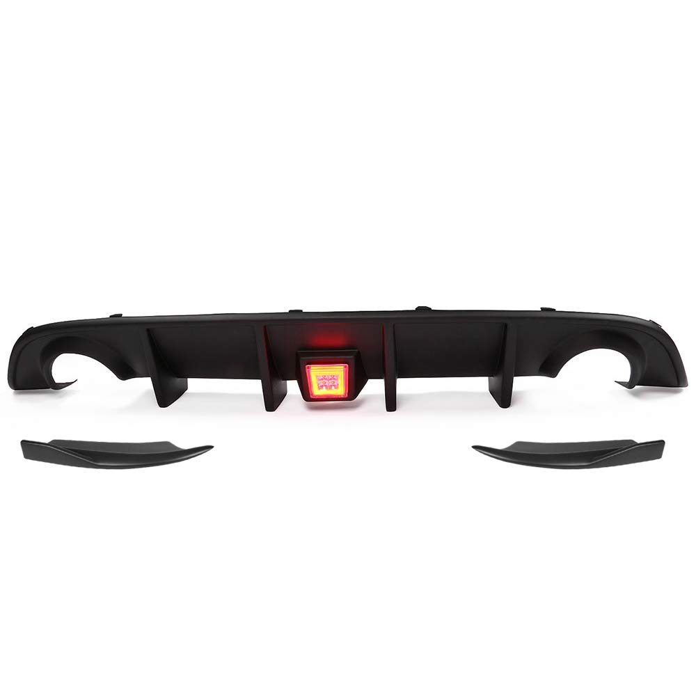 IKON MOTORSPORTS Rear Bumper Diffuser V2 Style Valance Side Aprons with Clear Brake Light - Compatible with 2015-2023 Dodge Charger SRT | Upgrade Your Car's Rear Styling for Sporty Look & Enhanced Aerodynamics