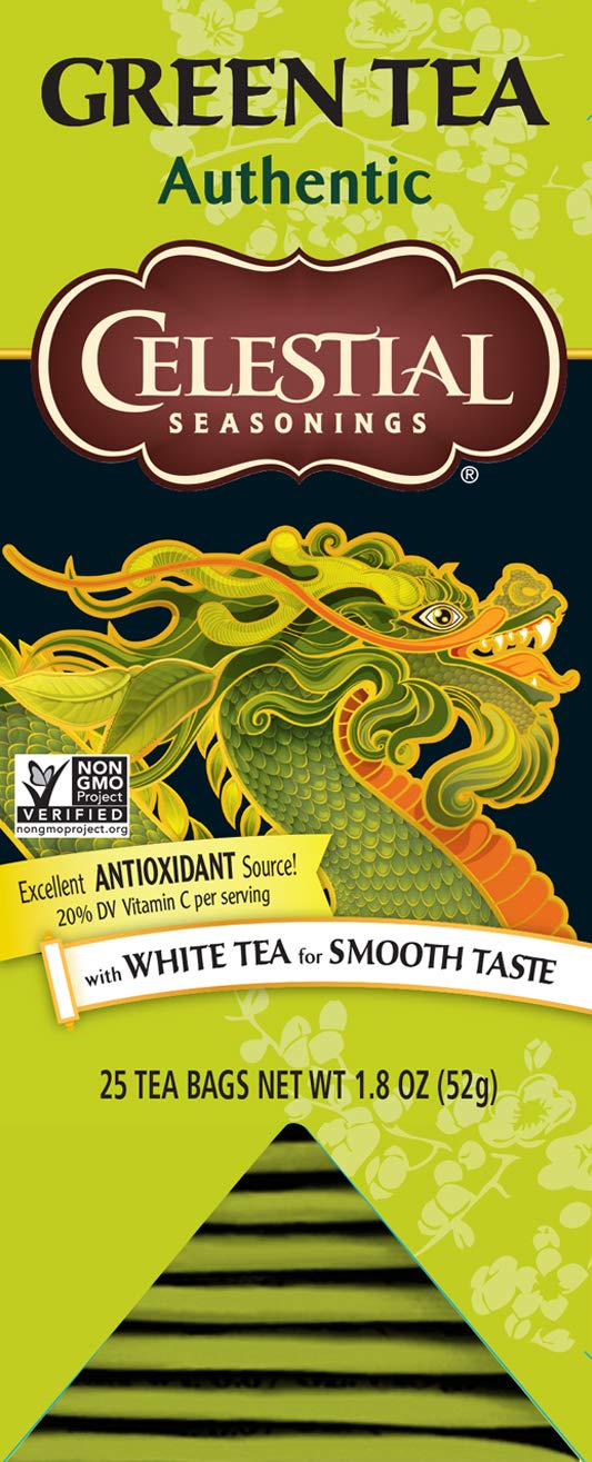 Celestial Seasonings Green Tea Bags - 100% Natural Authentic Green Tea with Caffeine - 25 Tea Bags (Pack of 6) - Perfect for Morning Energy, Afternoon Relaxation & Healthy Lifestyle