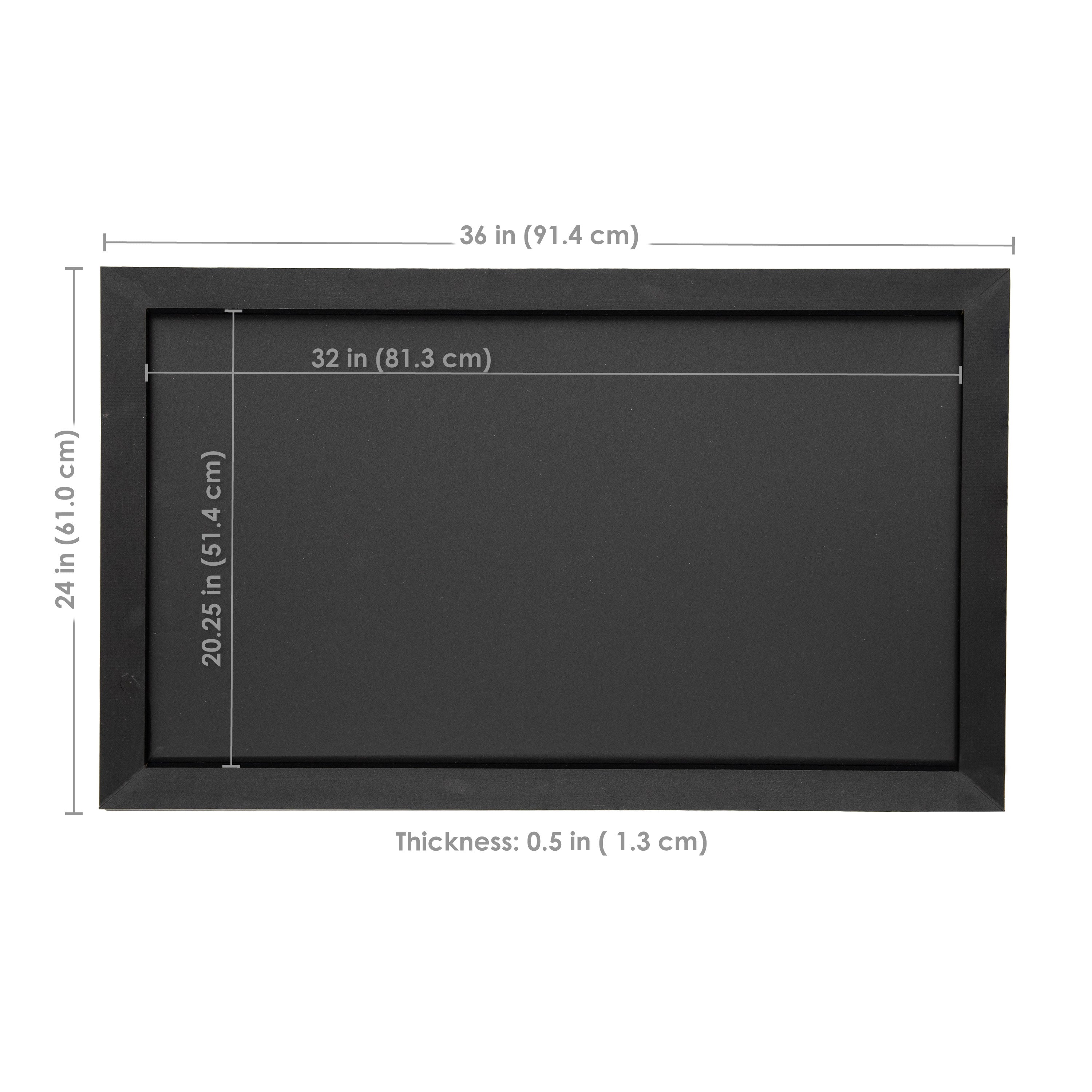 Sunnydaze 36 x 24 Inch Magnetic Chalkboard for Wall - Durable Dry Erase Board for Kitchen, Office, Classroom & Kids Room Organization