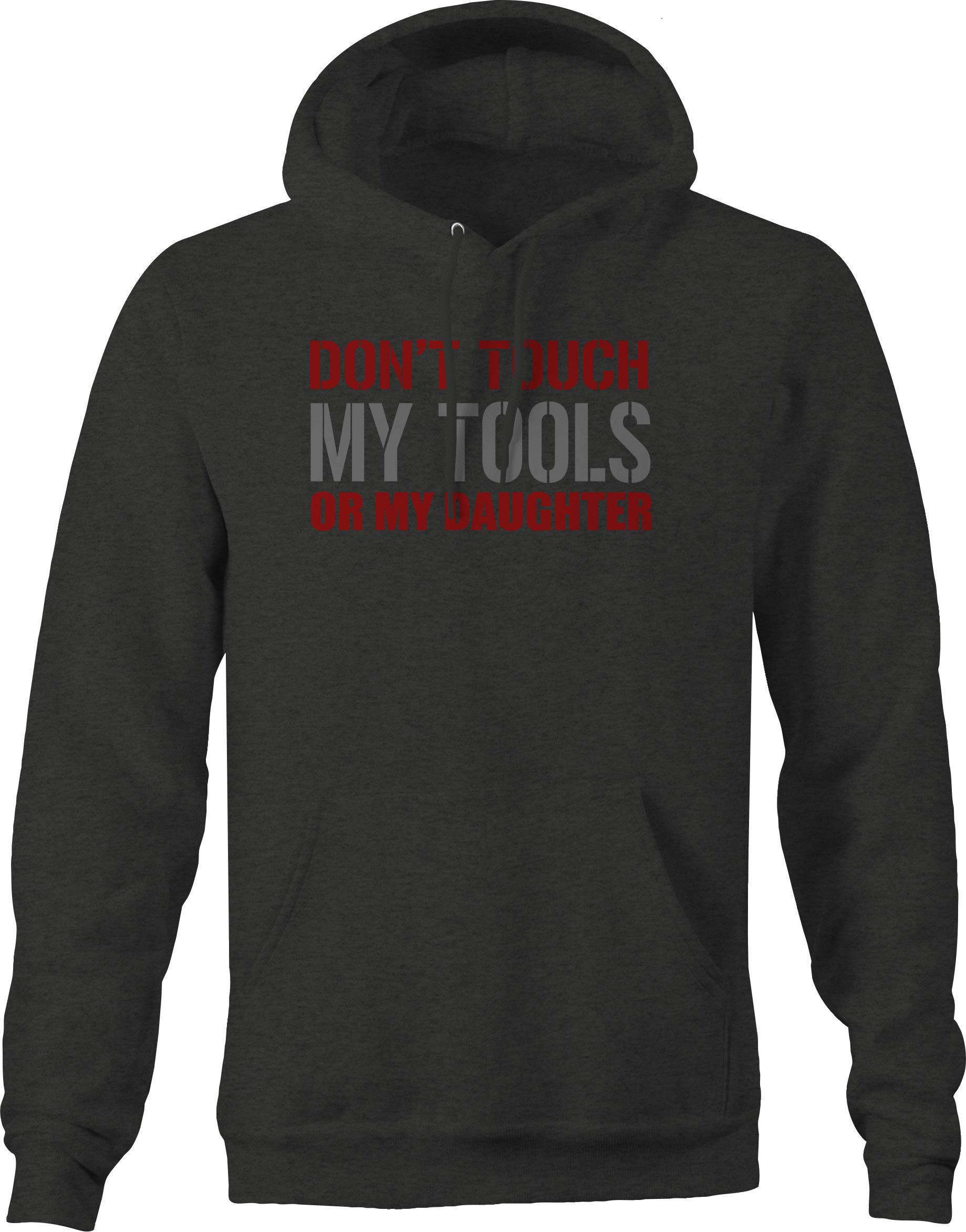 Don't Touch My Tools Or My Daughter Dad Hoodie for Men - Comfortable Gray Pullover Hooded Sweatshirt - Perfect for Casual Wear, Outdoor Activities & Family Gatherings